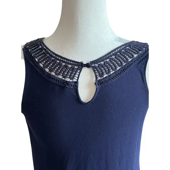 twentyone Crochet Lace Yolk Stretch Blue Tank Women's Size S Y2k 90s Retro Boho - Picture 3 of 9